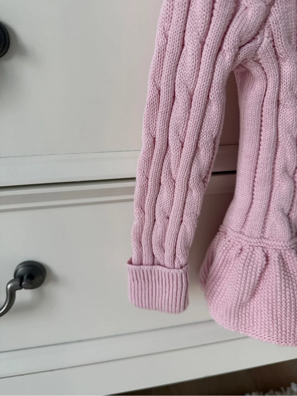 Ralph Lauren Pink Cable Knit Peplum Cardigan